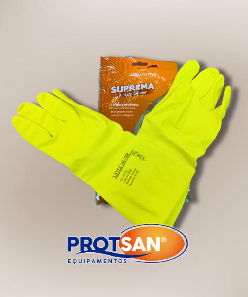 Luva de Látex Antialérgica com Revestimento Prateado | CA 46754